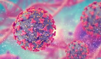 A researcher examines lab samples under blue light for an article about HIV cure research — 12 words