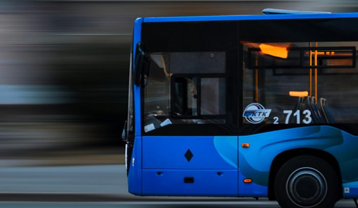 A modern electric bus on a city street in Dakar for an article about Senegal's electric bus network