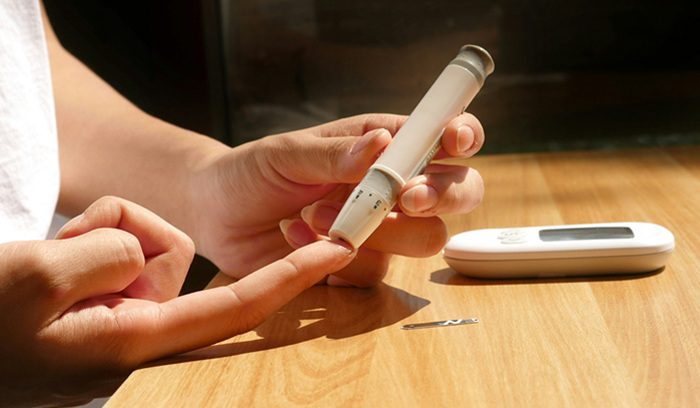 Finger prick insulin injection, for article on once-weekly insulin