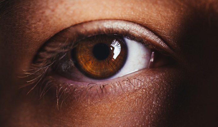 Close up of brown eye, for article on trachoma elimination